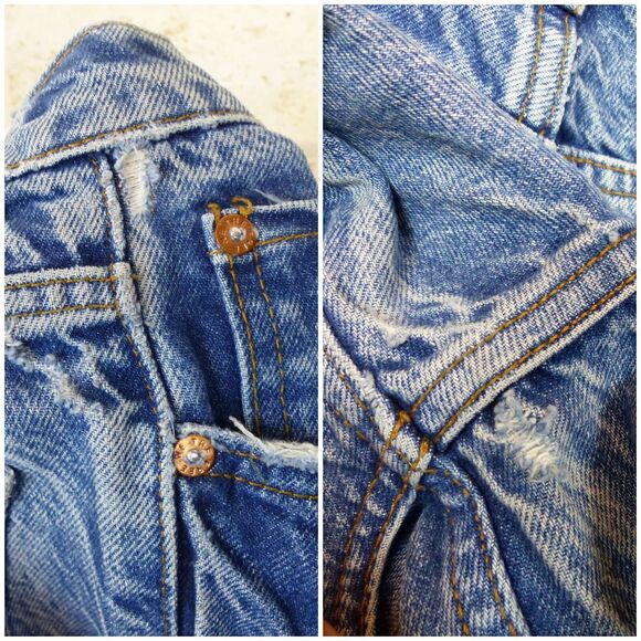 We The Free People Laurel Canyon Flare Jeans Womens 27 Blue Wilson Denim FLAWS - Picture 7 of 15